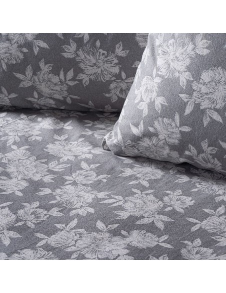 Beauty Home Σετ σεντόνια φανελένια μονά με λάστιχο Merlot Art 12634 105x200+32 Γκρι