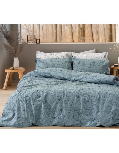 Beauty Home Σετ σεντόνια φανελένια μονά με λάστιχο Nebbiolo Art 12636 105x200+32 Πετρόλ