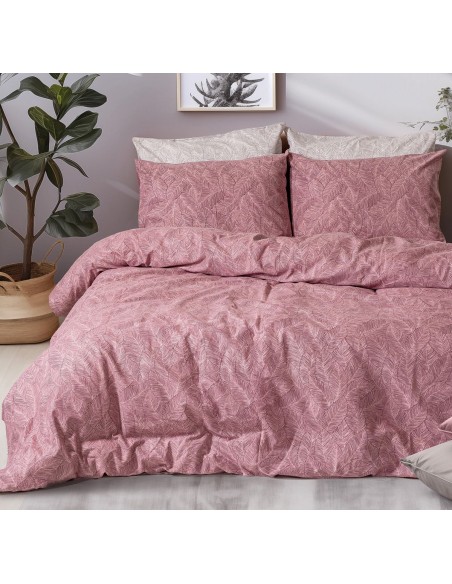 Beauty Home Σετ σεντόνια φανελένια King Size με λάστιχο Crimson Art 12638 185x200+32 Σάπιο Μήλο