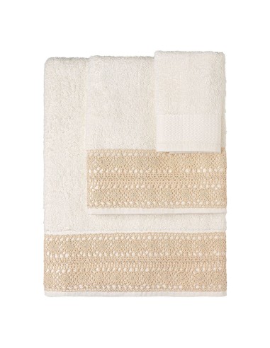 Beauty Home Σετ πετσέτες 3τμχ με δαντέλα Art 3440 (30x50+50x90+70x140) Εκρού