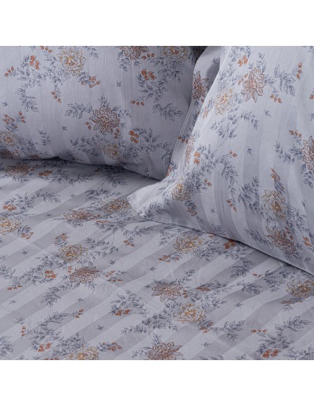 Beauty Home Σετ παπλωματοθήκη υπέρδιπλη Art 12212 Jasmine 100% Βαμβακοσατέν 300tc 230x250 Γκρι