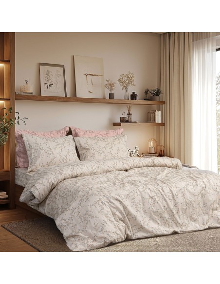 Beauty Home Σετ σεντόνια υπέρδιπλα Art 12215 Nova 100% Βαμβακοσατέν 300tc 240x270 Άμμου