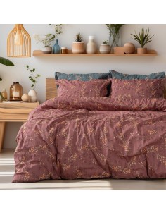 Beauty Home Σετ σεντόνια υπέρδιπλα με λάστιχο Art 12216 Indra 100% Βαμβακοσατέν 300tc 170x200+30 Σάπιο μήλο