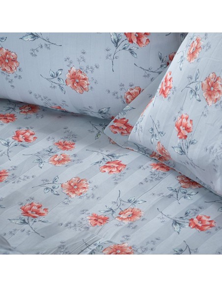 Beauty Home Σετ κουβερλί υπέρδιπλο Art 12219 Ivy 100% Βαμβακοσατέν 300tc 220x240 Γκρι