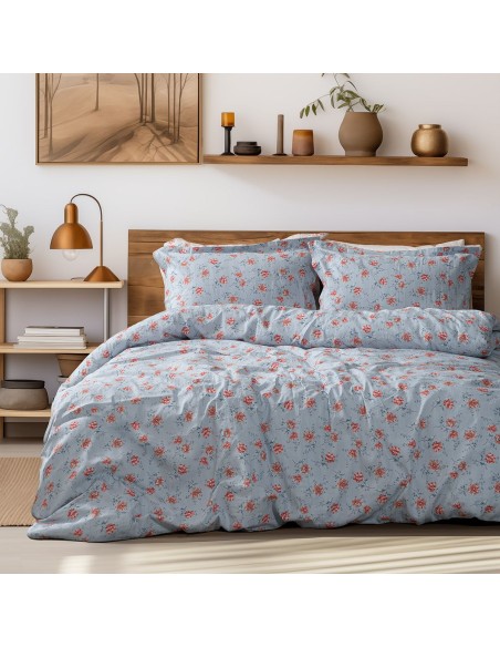 Beauty Home Σετ σεντόνια υπέρδιπλα Art 12219 Ivy 100% Βαμβακοσατέν 300tc 240x270 Γκρι