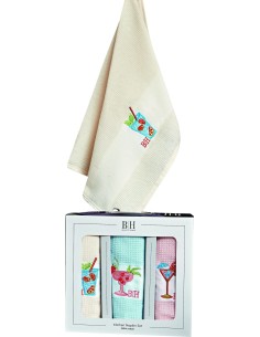 Beauty Home Ποτηρόπανα σετ 3τμχ Cocktail Art 8286 40x60 Εκρού 2