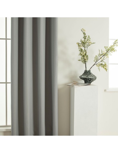 Beauty Home Κουρτίνα Full Blackout σκίασης με 8 κρίκους Soft Art 8391 Grey-11 140x270 Γκρι