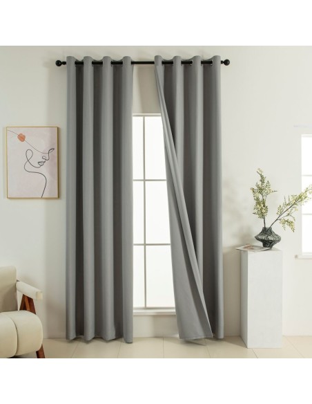 Beauty Home Κουρτίνα Full Blackout σκίασης με 8 κρίκους Soft Art 8391 Grey-11 140x270 Γκρι