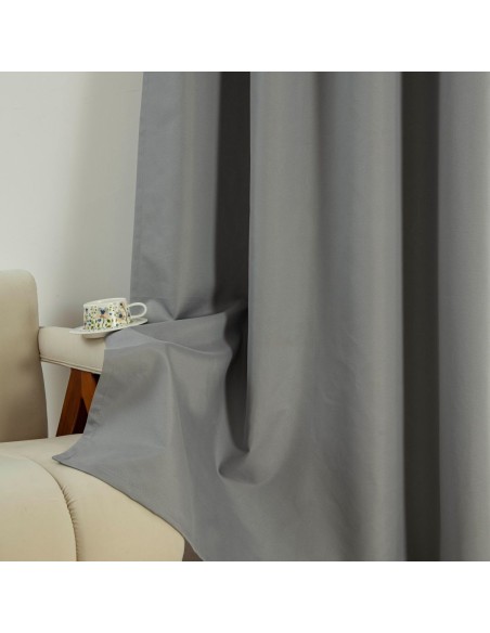Beauty Home Κουρτίνα Full Blackout σκίασης με 8 κρίκους Soft Art 8391 Grey-11 140x270 Γκρι
