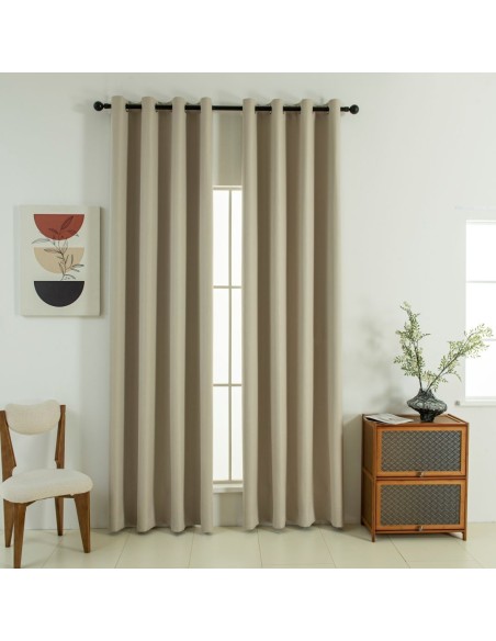 Beauty Home Κουρτίνα Full Blackout σκίασης με 8 κρίκους Soft Art 8391 Beige 140x270 Άμμου