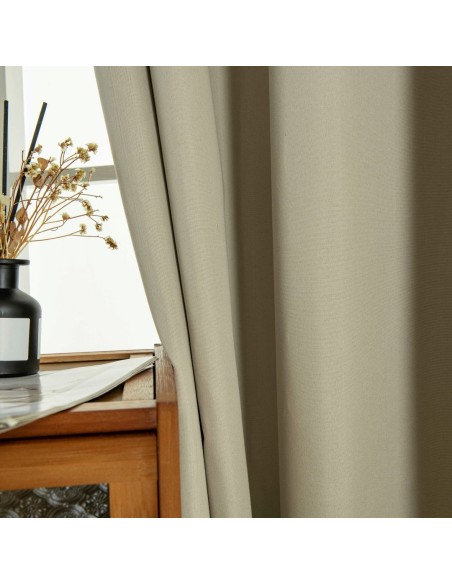 Beauty Home Κουρτίνα Full Blackout σκίασης με 8 κρίκους Soft Art 8391 Beige 140x270 Άμμου