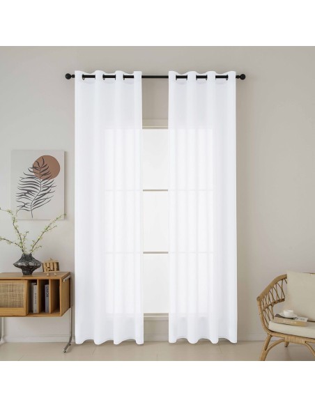 Beauty Home Κουρτίνα γάζα μονόχρωμη με 8 μεταλλικούς κρίκους Fit Art 8447 140x270 Λευκό