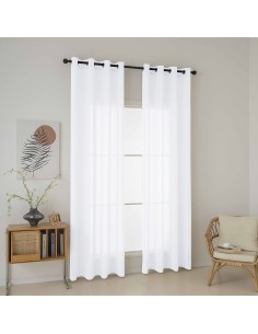 Beauty Home Κουρτίνα γάζα μονόχρωμη με 8 μεταλλικούς κρίκους Fit Art 8447 140x270 Λευκό 2