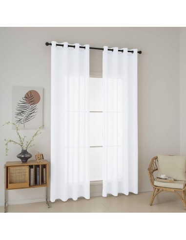 Beauty Home Κουρτίνα γάζα μονόχρωμη με 8 μεταλλικούς κρίκους Fit Art 8447 140x270 Λευκό