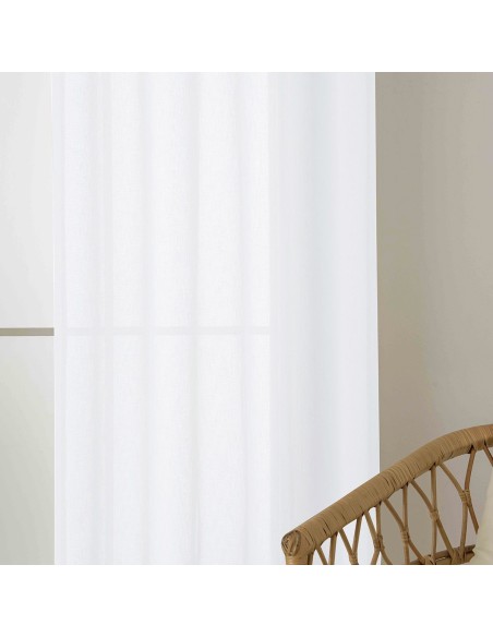 Beauty Home Κουρτίνα γάζα μονόχρωμη με 8 μεταλλικούς κρίκους Fit Art 8447 140x270 Λευκό