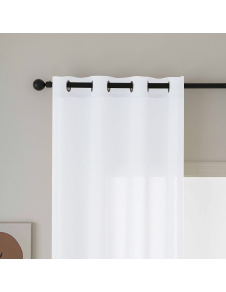 Beauty Home Κουρτίνα γάζα μονόχρωμη με 8 μεταλλικούς κρίκους Fit Art 8447 140x270 Λευκό