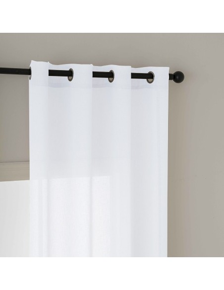 Beauty Home Κουρτίνα γάζα μονόχρωμη με 8 μεταλλικούς κρίκους Fit Art 8447 140x270 Λευκό