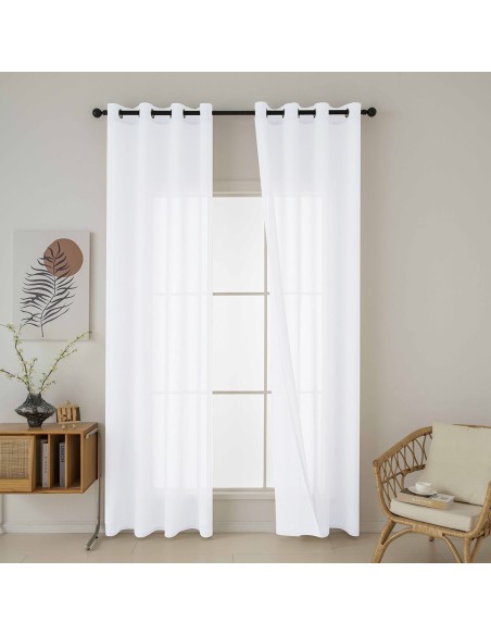 Beauty Home Κουρτίνα γάζα μονόχρωμη με 8 μεταλλικούς κρίκους Fit Art 8447 140x270 Λευκό