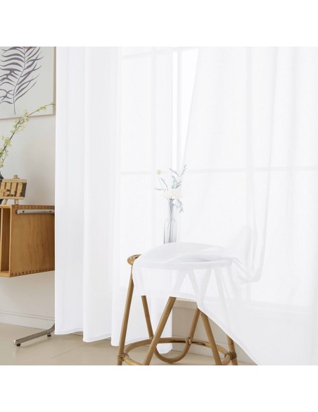 Beauty Home Κουρτίνα γάζα μονόχρωμη με 8 μεταλλικούς κρίκους Fit Art 8447 140x270 Λευκό