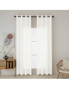Beauty Home Κουρτίνα γάζα μονόχρωμη με 8 μεταλλικούς κρίκους Fit Art 8447 140x270 Εκρού