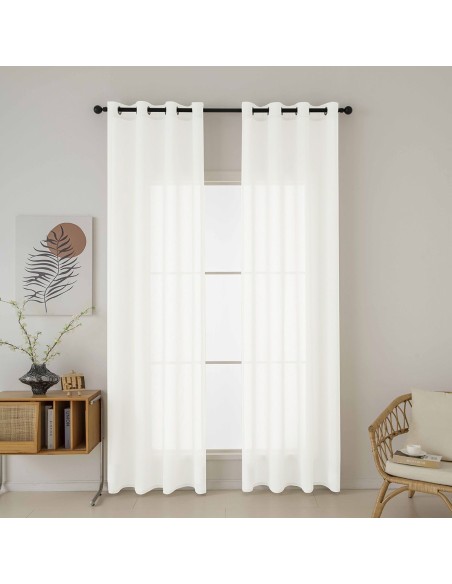 Beauty Home Κουρτίνα γάζα μονόχρωμη με 8 μεταλλικούς κρίκους Fit Art 8447 140x270 Εκρού