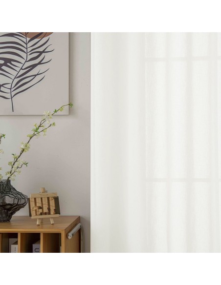 Beauty Home Κουρτίνα γάζα μονόχρωμη με 8 μεταλλικούς κρίκους Fit Art 8447 140x270 Εκρού