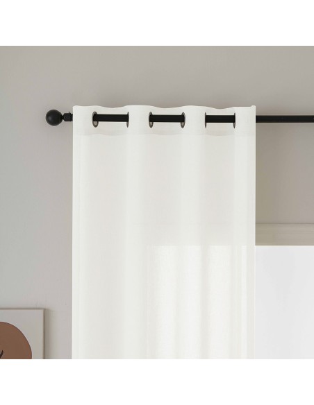 Beauty Home Κουρτίνα γάζα μονόχρωμη με 8 μεταλλικούς κρίκους Fit Art 8447 140x270 Εκρού