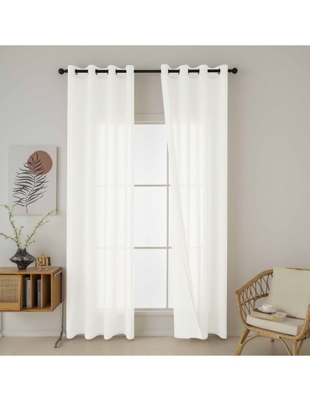 Beauty Home Κουρτίνα γάζα μονόχρωμη με 8 μεταλλικούς κρίκους Fit Art 8447 140x270 Εκρού