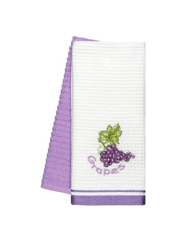 Beauty Home Ποτηρόπανα σετ 2τμχ Grapes Art 8801 40x60 Λιλά