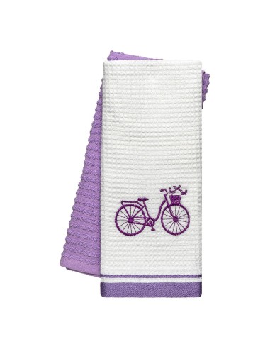 Beauty Home Ποτηρόπανα σετ 2τμχ Bicycle Art 8812 40x60 Λιλά