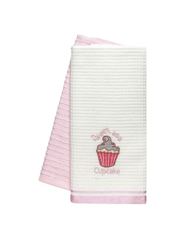 Beauty Home Ποτηρόπανα σετ 2τμχ Cupcake Art 8815 40x60 Ροζ