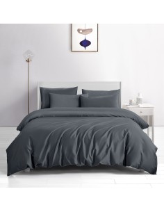 Beauty Home Σετ σεντόνια υπέρδιπλα με λάστιχο Bamboo 300tc Art 12350 Midnight Charm 170x200+35 Ανθρακί