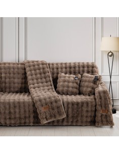 Beauty Home Γούνινο Σετ ριχτάρι 2τμχ Art 8722 (180x250+180x300) Μόκα