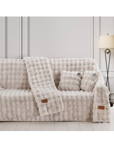 Beauty Home Γούνινο Σετ ριχτάρι 2τμχ Art 8723 (180x250+180x300) Εκρού