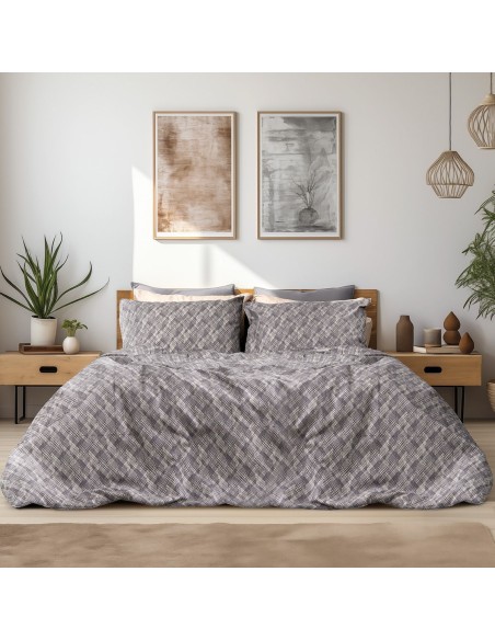 Beauty Home Σετ παπλωματοθήκη φανελένια μονή Leonardo Art 12333 160x240 Γκρι