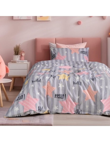 Beauty Home Σετ παπλωματοθήκη φανελένια μονή Hi Art 6322 160x240 Γκρι