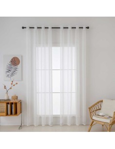 Beauty Home Κουρτίνα γάζα μονόχρωμη με 8 μεταλλικούς κρίκους Sharp Art 8448 140x270 Εκρού