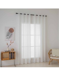 Beauty Home Κουρτίνα γάζα μονόχρωμη με 8 μεταλλικούς κρίκους Sharp Art 8448 140x270 Εκρού 2