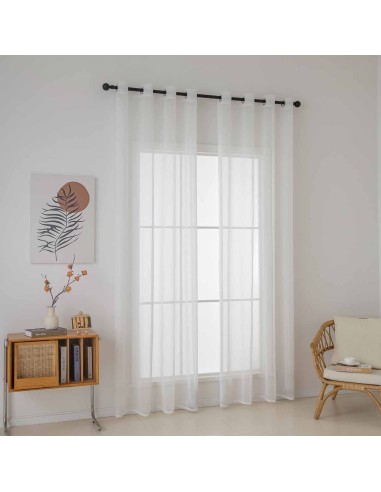 Beauty Home Κουρτίνα γάζα μονόχρωμη με 8 μεταλλικούς κρίκους Sharp Art 8448 140x270 Εκρού