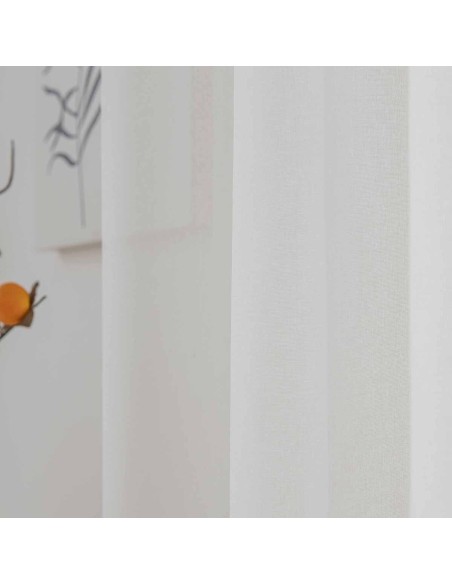 Beauty Home Κουρτίνα γάζα μονόχρωμη με 8 μεταλλικούς κρίκους Sharp Art 8448 140x270 Εκρού