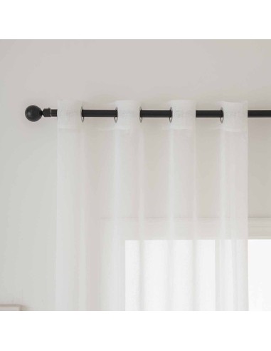 Beauty Home Κουρτίνα γάζα μονόχρωμη με 8 μεταλλικούς κρίκους Sharp Art 8448 140x270 Εκρού
