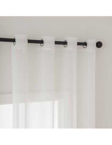 Beauty Home Κουρτίνα γάζα μονόχρωμη με 8 μεταλλικούς κρίκους Sharp Art 8448 140x270 Εκρού