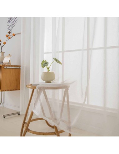 Beauty Home Κουρτίνα γάζα μονόχρωμη με 8 μεταλλικούς κρίκους Sharp Art 8448 140x270 Εκρού