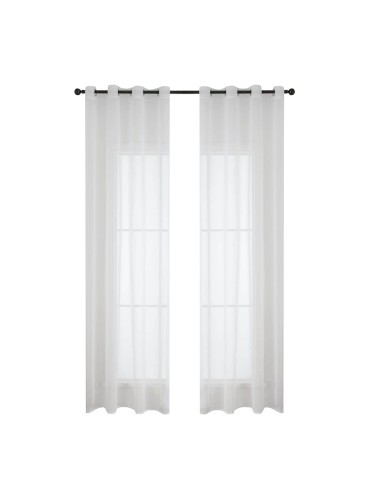 Beauty Home Κουρτίνα γάζα μονόχρωμη με 8 μεταλλικούς κρίκους Sharp Art 8448 140x270 Εκρού