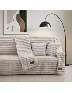 Beauty Home Γούνινο Σετ ριχτάρι 3τμχ Stripe Art 8725 (180x160+180x250+180x300) Μπεζ