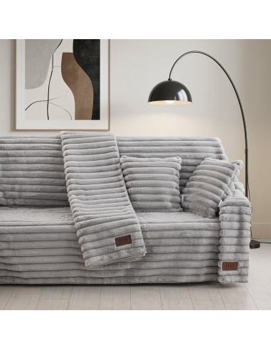 Beauty Home Γούνινο Σετ ριχτάρι 2τμχ Stripe Art 8727 (180x250+180x300) Γκρι