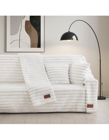 Beauty Home Γούνινο Σετ ριχτάρι 2τμχ Stripe Art 8728 (180x250+180x300) Λευκό