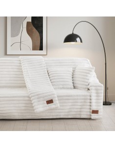 Beauty Home Γούνινο Σετ ριχτάρι 3τμχ Stripe Art 8728 (180x160+180x250+180x300) Λευκό