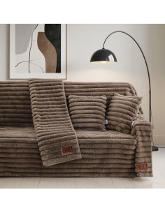 Beauty Home Γούνινο ριχτάρι Μονοθέσιο Stripe Art 8726 180x160 Μόκα