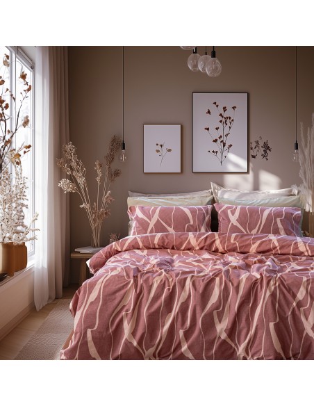 Beauty Home Σετ σεντόνια υπέρδιπλα με λάστιχο Glory Art 12375 170x200+32 Σάπιο Μήλο